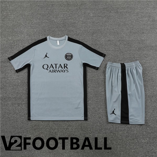 JORDAN Paris PSG Training T Shirt + Shorts Grey 2023/2024