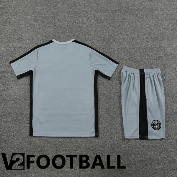 JORDAN Paris PSG Training T Shirt + Shorts Grey 2023/2024