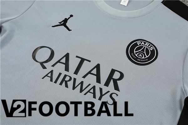 JORDAN Paris PSG Training T Shirt + Shorts Grey 2023/2024