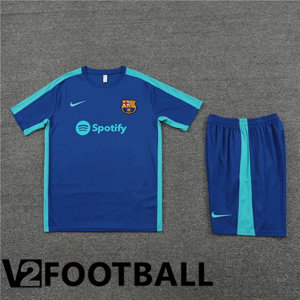 FC Barcelona Training T Shirt + Shorts Blue 2023/2024