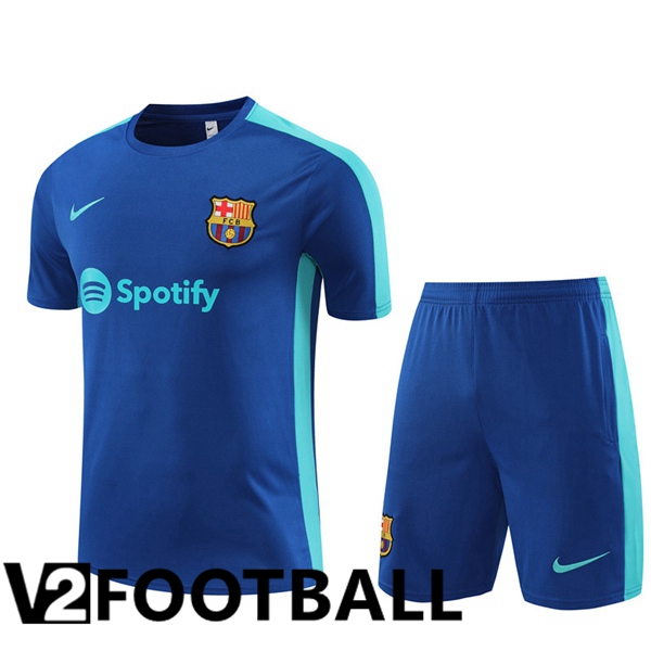 FC Barcelona Training T Shirt + Shorts Blue 2023/2024