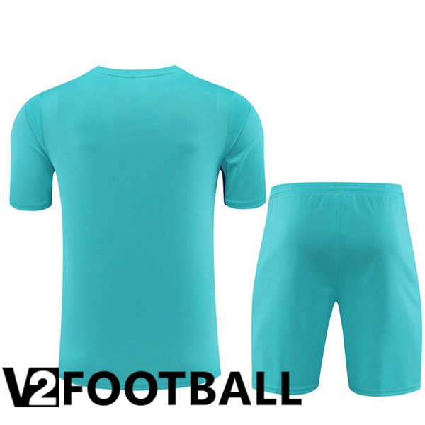 FC Barcelona Training T Shirt + Shorts Cyan 2023/2024