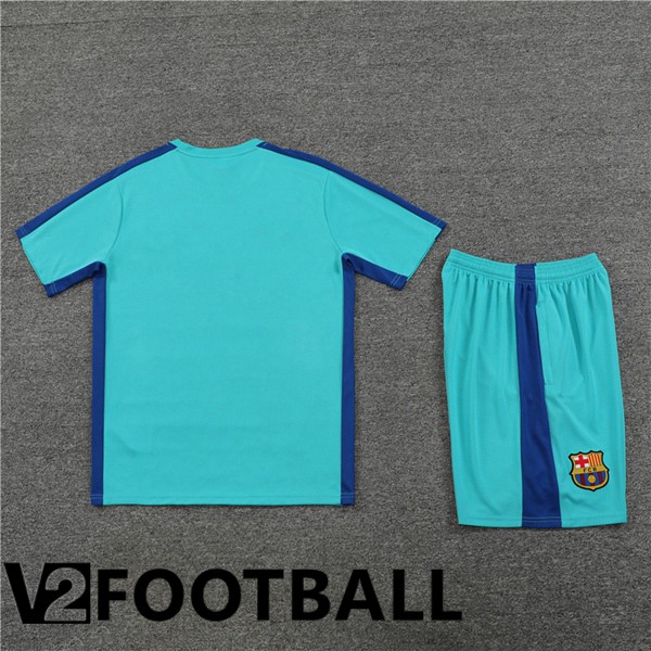 FC Barcelona Training T Shirt + Shorts Cyan 2023/2024