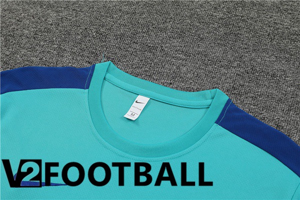 FC Barcelona Training T Shirt + Shorts Cyan 2023/2024