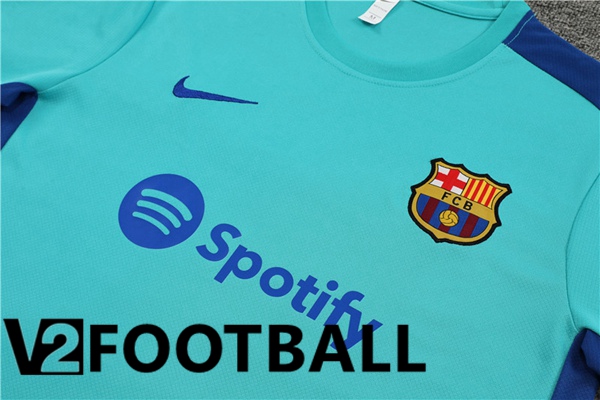 FC Barcelona Training T Shirt + Shorts Cyan 2023/2024