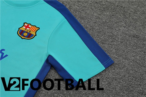 FC Barcelona Training T Shirt + Shorts Cyan 2023/2024