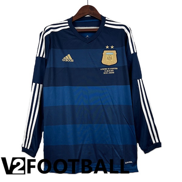 Argentina Retro Football Shirt Away Long Sleeve Royal Blue 2014