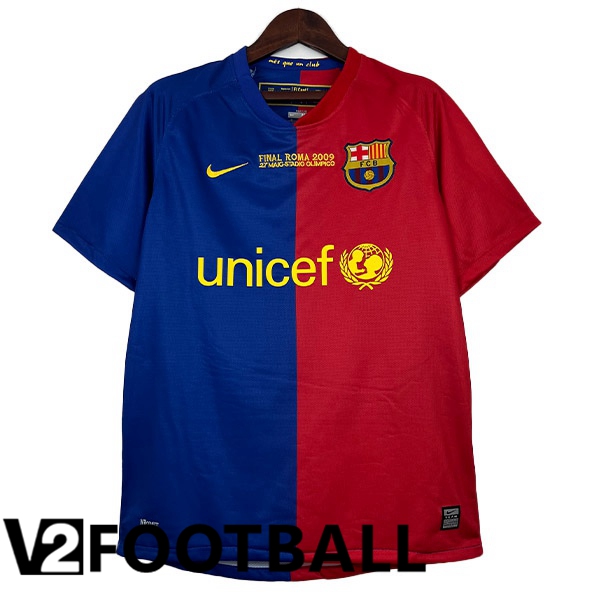 FC Barcelona Retro Football Shirt UEFA Champions League Home Red Blue 2008-2009