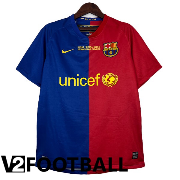 FC Barcelona Retro Football Shirt UEFA Champions League Home Red Blue 2008-2009