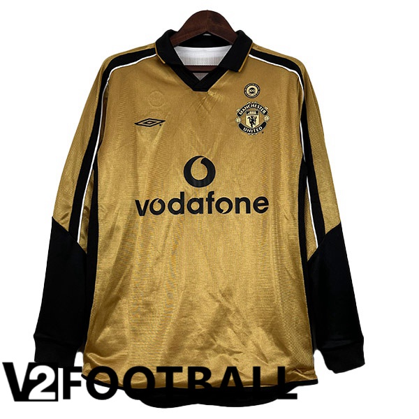 Manchester United Retro Football Shirt 100th Anniversary Edition Long Sleeve Yellow