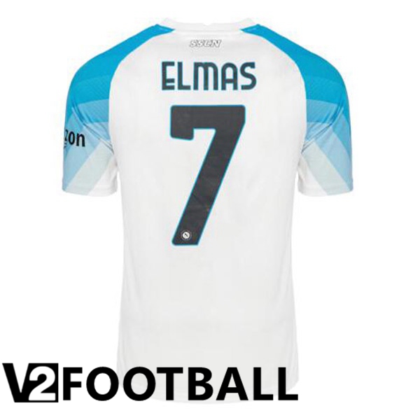 SSC Napoli (Elmas 7) Football Shirt Face Game Blue White 2022/2023