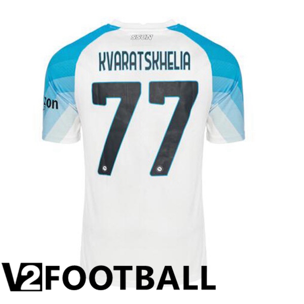 SSC Napoli (Kvaratskhelia 77) Football Shirt Face Game Blue White 2022/2023