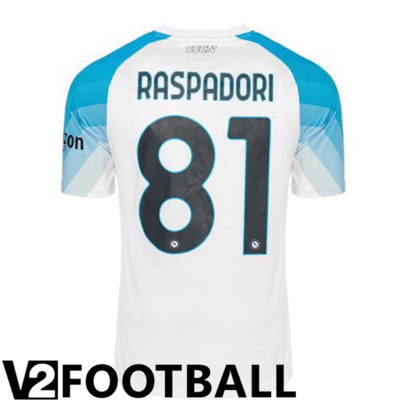SSC Napoli (Raspadori 81) Football Shirt Face Game Blue White 2022/2023