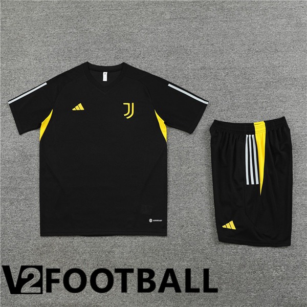 Juventus Training T Shirt + Shorts Black 2023/2024