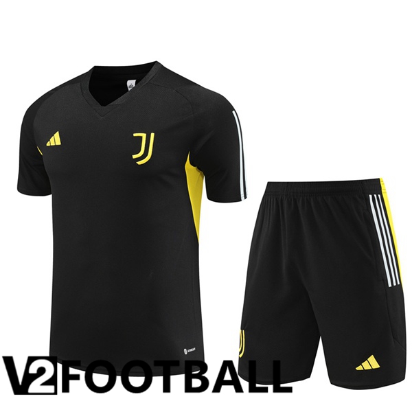 Juventus Training T Shirt + Shorts Black 2023/2024