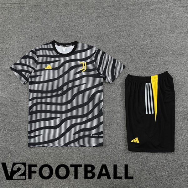 Juventus Training T Shirt + Shorts Black White 2023/2024