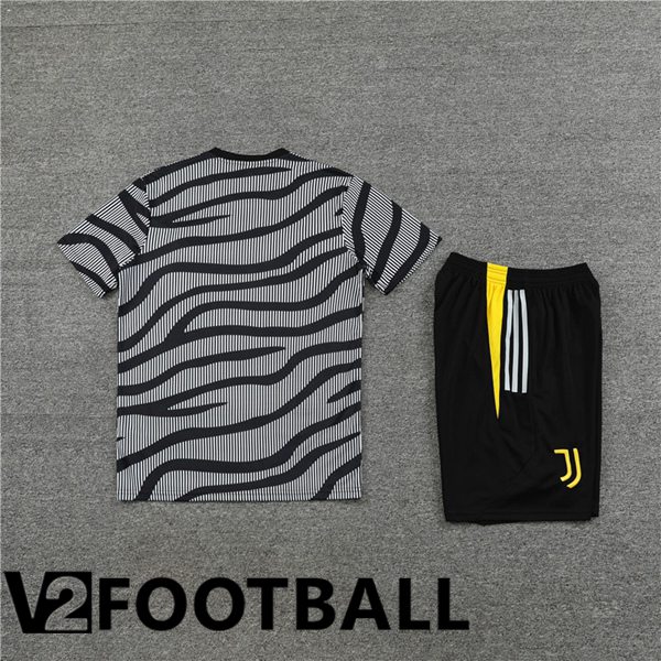 Juventus Training T Shirt + Shorts Black White 2023/2024