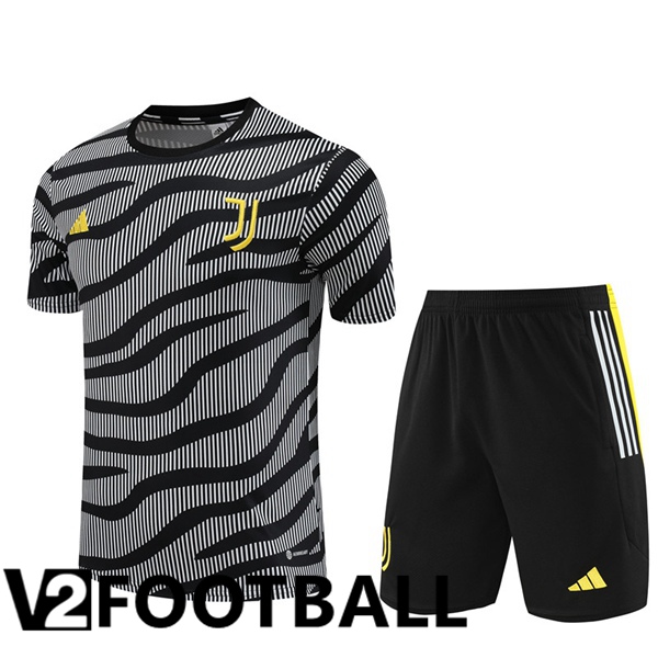 Juventus Training T Shirt + Shorts Black White 2023/2024