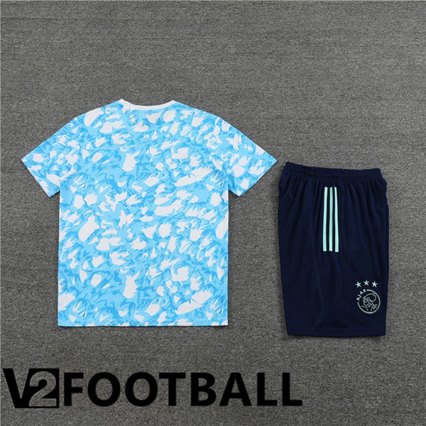 AFC Ajax Training T Shirt + Shorts Blue White 2023/2024