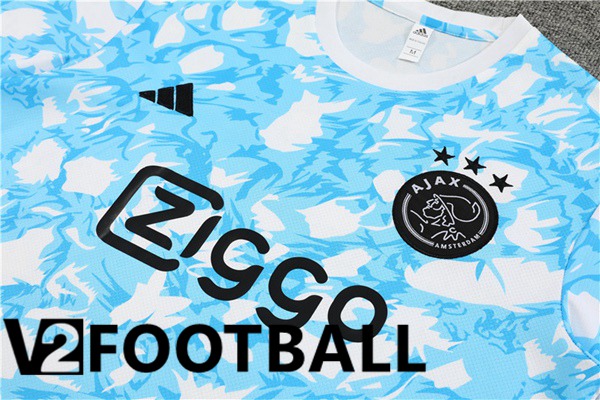 AFC Ajax Training T Shirt + Shorts Blue White 2023/2024