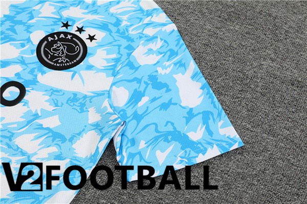 AFC Ajax Training T Shirt + Shorts Blue White 2023/2024