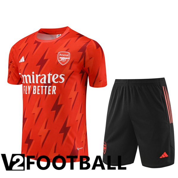 Arsenal Training T Shirt + Shorts Orange 2023/2024