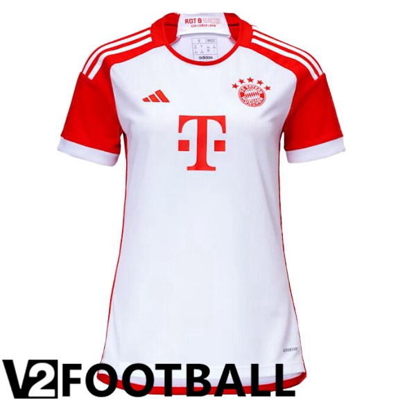 Bayern Munich Womens Soccer Shirt Home White Red 2023/2024