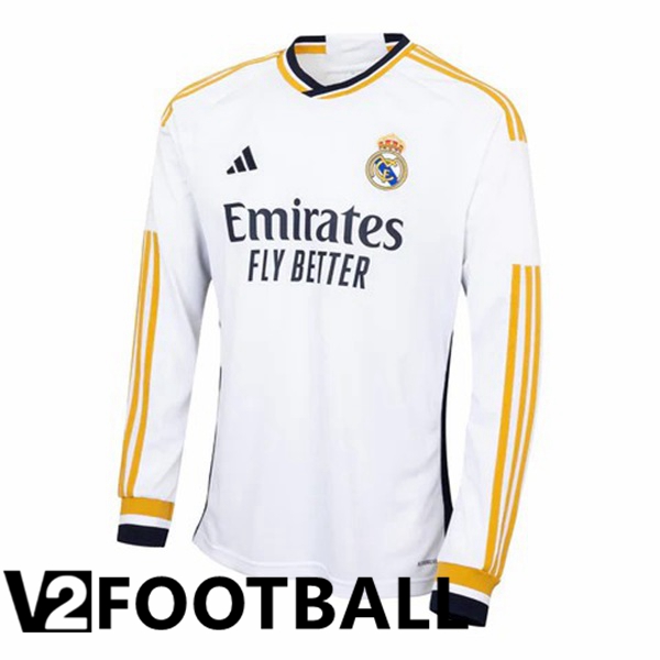 Real Madrid Soccer Shirt Home Long Sleeve White 2023/2024