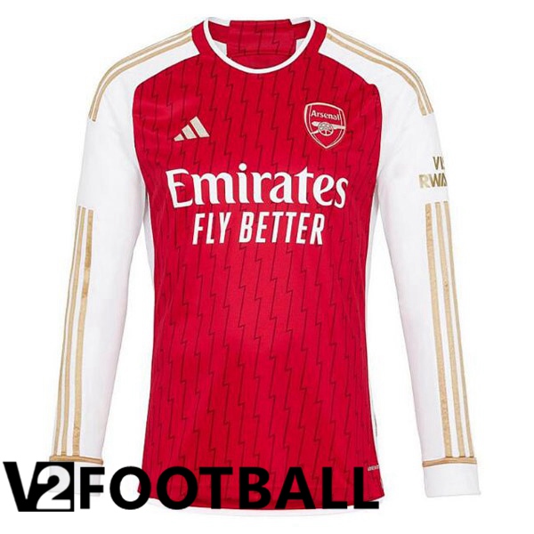 Arsenal Soccer Shirt Home Long Sleeve Red White 2023/2024