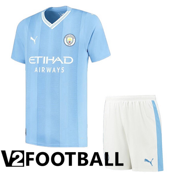 Manchester City Kids Soccer Shirt Home Blue 2023/2024