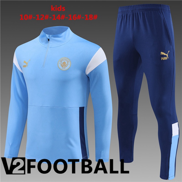 Manchester City Kids Training Tracksuit Suit Blue 2023/2024