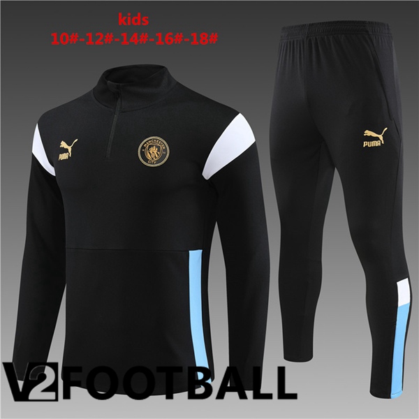 Manchester City Kids Training Tracksuit Suit Black 2023/2024