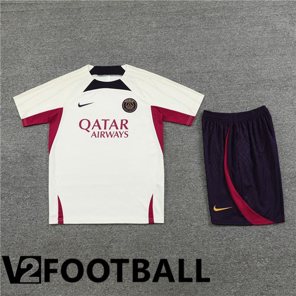 Paris PSG Training T Shirt + Shorts White 2023/2024