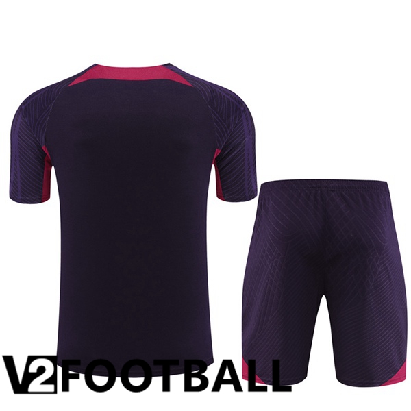 Paris PSG Training T Shirt + Shorts Purple 2023/2024