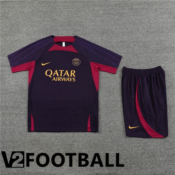 Paris PSG Training T Shirt + Shorts Purple 2023/2024