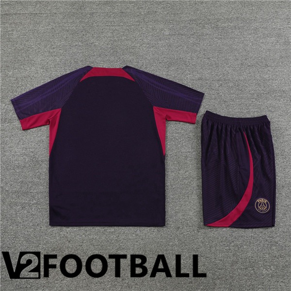 Paris PSG Training T Shirt + Shorts Purple 2023/2024