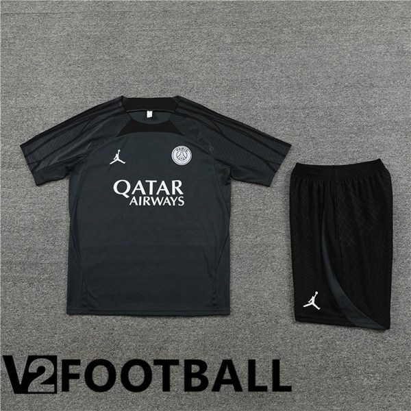 JORDAN Paris PSG Training T Shirt + Shorts Black 2023/2024