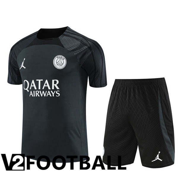 JORDAN Paris PSG Training T Shirt + Shorts Black 2023/2024