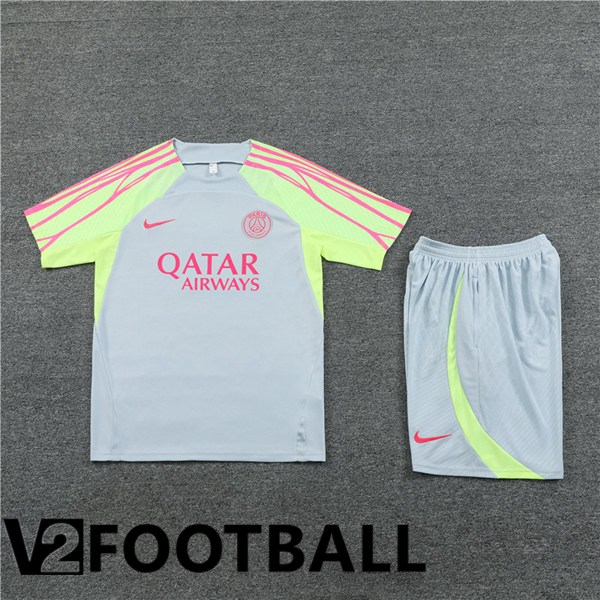 Paris PSG Training T Shirt + Shorts Grey 2023/2024