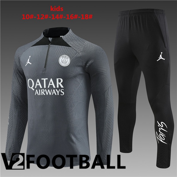 JORDAN Paris PSG Kids Training Tracksuit Suit Grey 2023/2024