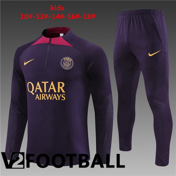 Paris PSG Kids Training Tracksuit Suit Purple 2023/2024