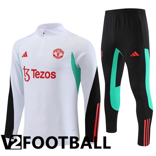 Manchester United Training Tracksuit Suit White 2023/2024