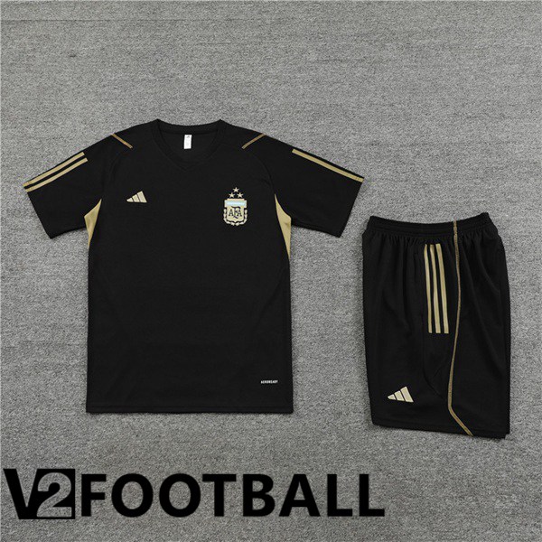 Argentina Training T Shirt + Shorts Black 2023/2024