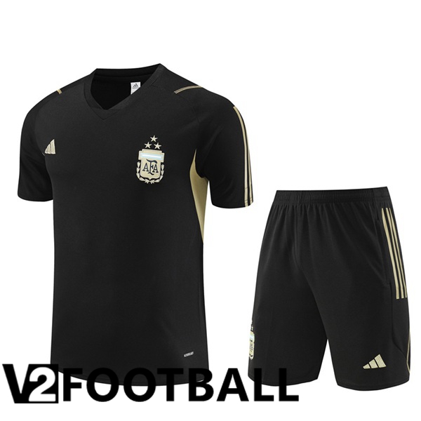 Argentina Training T Shirt + Shorts Black 2023/2024