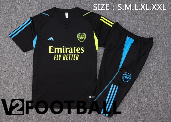 Arsenal Training T Shirt + Shorts Black 2023/2024