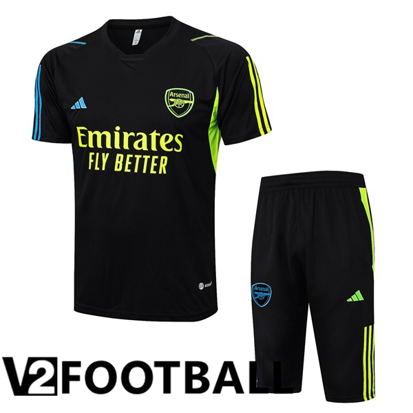 Arsenal Training T Shirt + Shorts Black 2023/2024