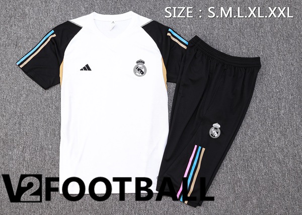 Real Madrid Training T Shirt + Shorts White 2023/2024