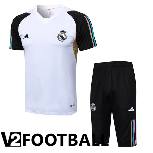 Real Madrid Training T Shirt + Shorts White 2023/2024