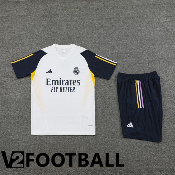 Real Madrid Training T Shirt + Shorts White 2023/2024