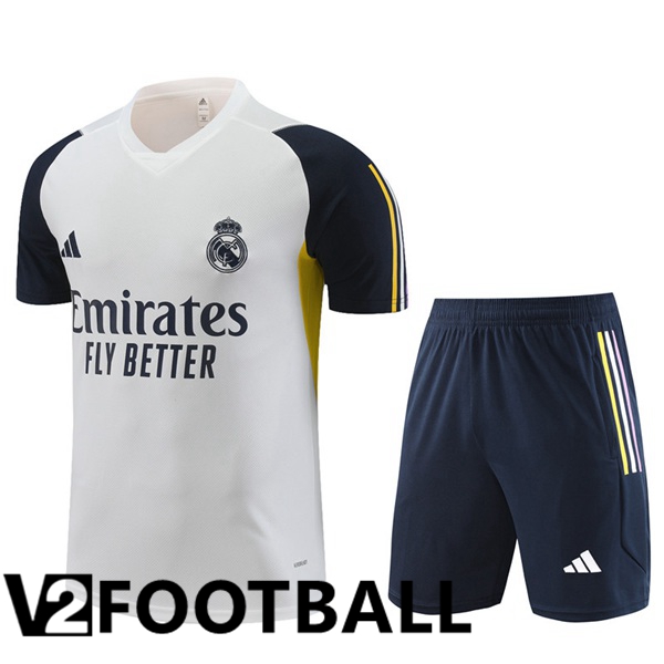 Real Madrid Training T Shirt + Shorts White 2023/2024